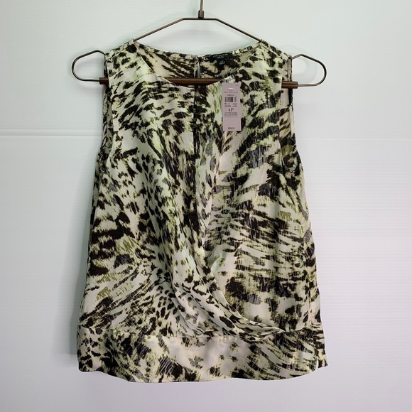 Sleeveless Petite Blouse 4P Animal Print Faux Wrap Keyhole NWT - Picture 1 of 8